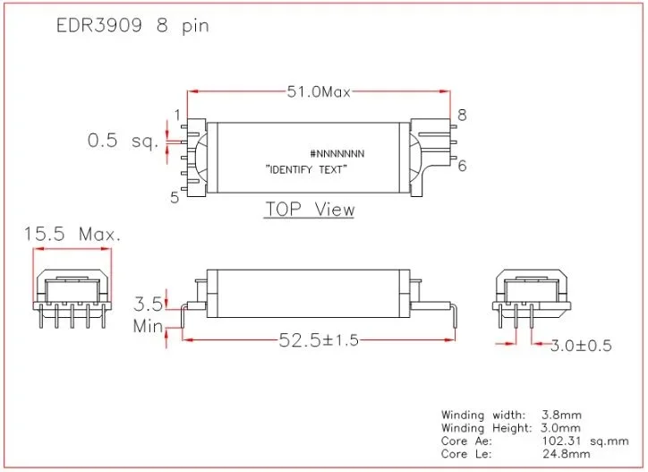 EDR3909 8 pin Ferrite Core